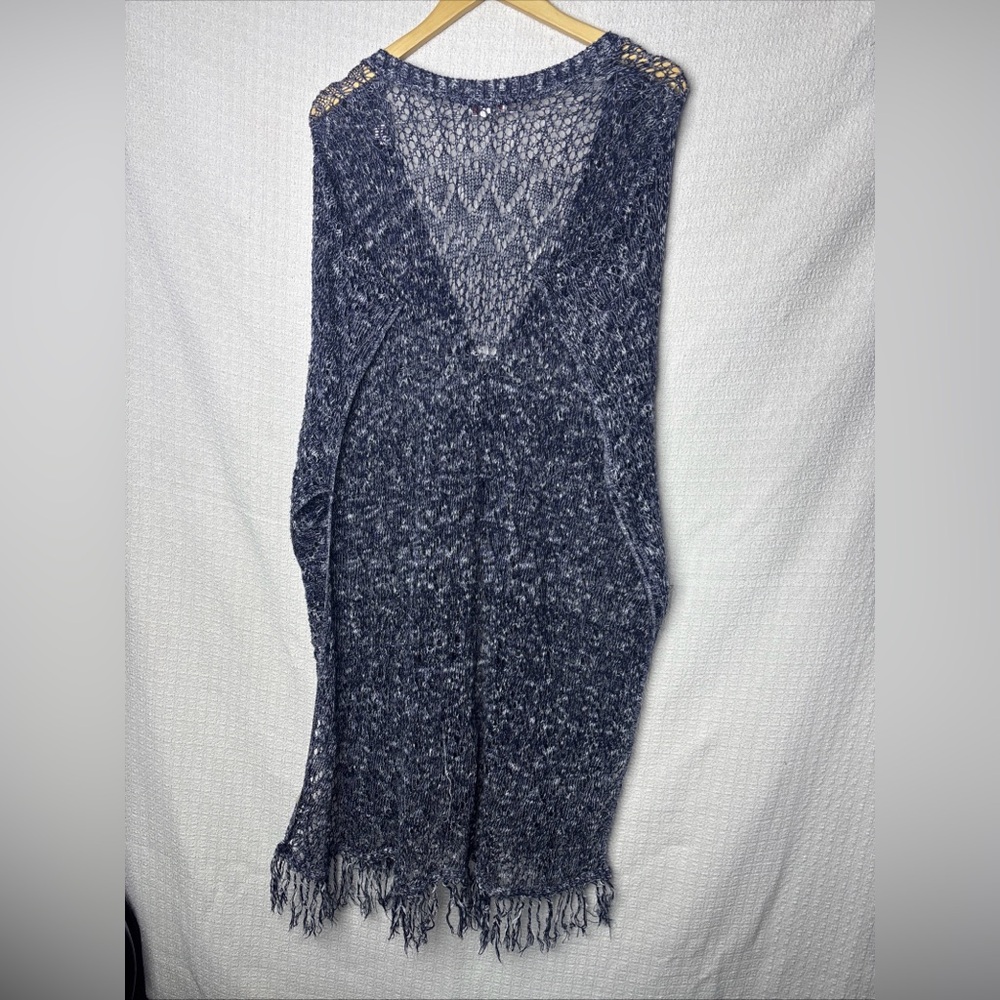 Arizona Jean Company Blue Patterned Fringe Cardigan‎ - Picture 3 of 11